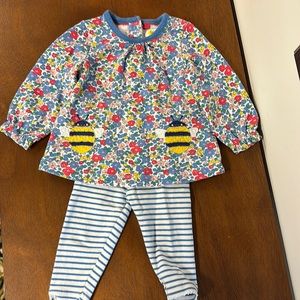 Baby Boden floral matching set with bee appliqué